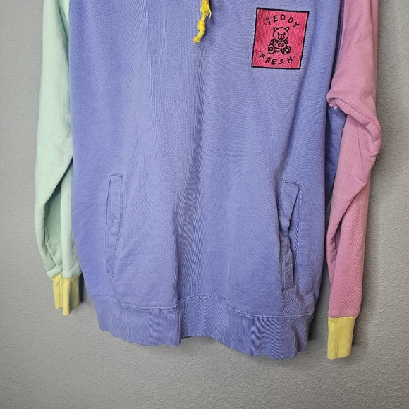 Teddy Fresh 100% Cotton Color Block Unisex Hoodie Size S Small‎ Heavy Duty - Picture 3 of 14